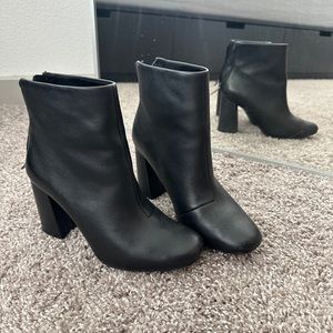 Clarks Black Heeled Ankle Boots with Stitch Detail